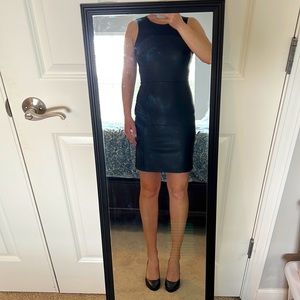 ONLY Black Leather Dress with Lace Detail. Size 4.
